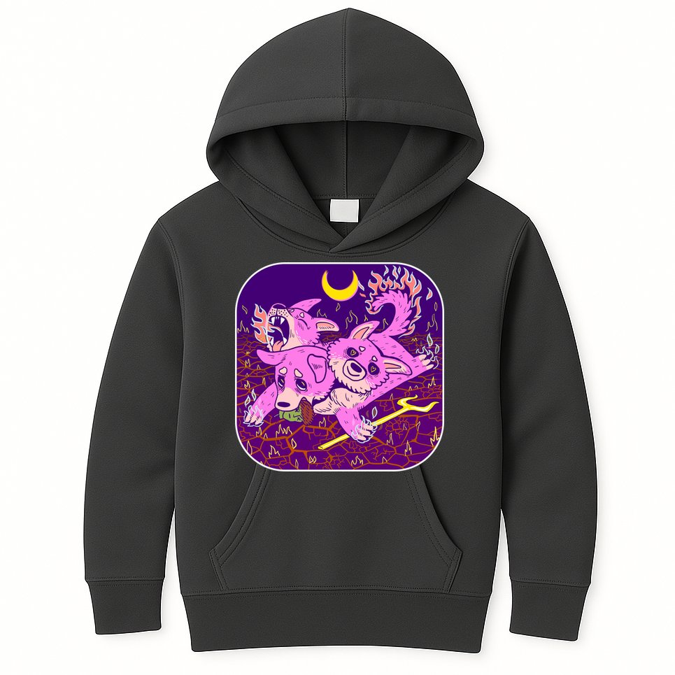 Cute Cerberus 3 Headed Puppy Dog of Hell Kids Hoodie
