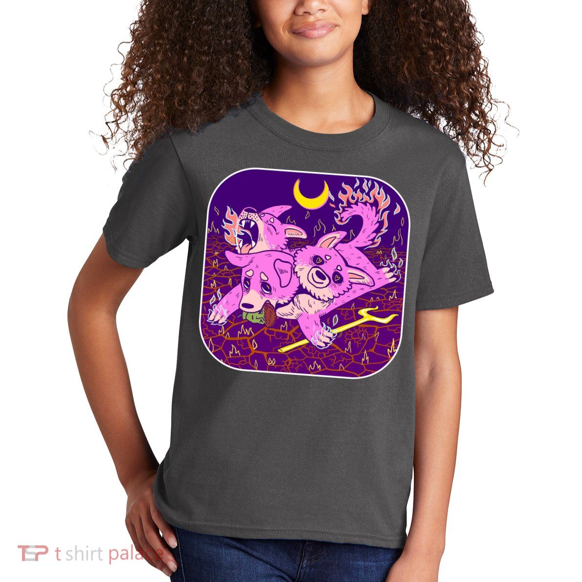 Cute Cerberus 3 Headed Puppy Dog of Hell Kids T-Shirt