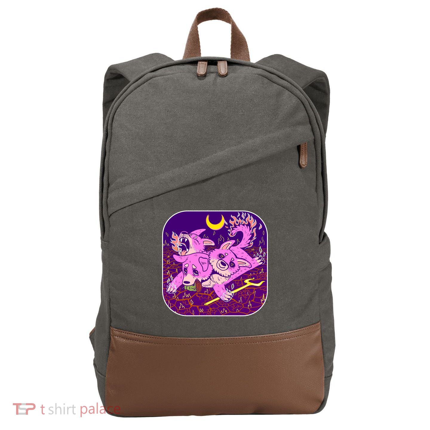 Cute Cerberus 3 Headed Puppy Dog of Hell Cotton Canvas Backpack
