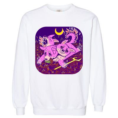 Cute Cerberus 3 Headed Puppy Dog of Hell Garment-Dyed Sweatshirt