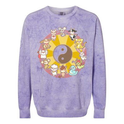 Cute Chinese Zodiac Animals Colorblast Crewneck Sweatshirt