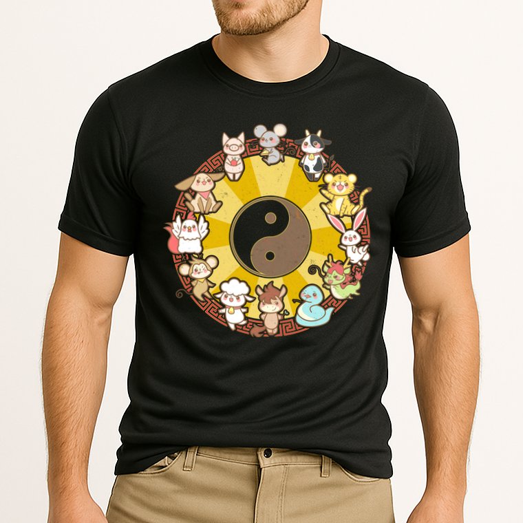 Cute Chinese Zodiac Animals Cooling Performance Crew T-Shirt
