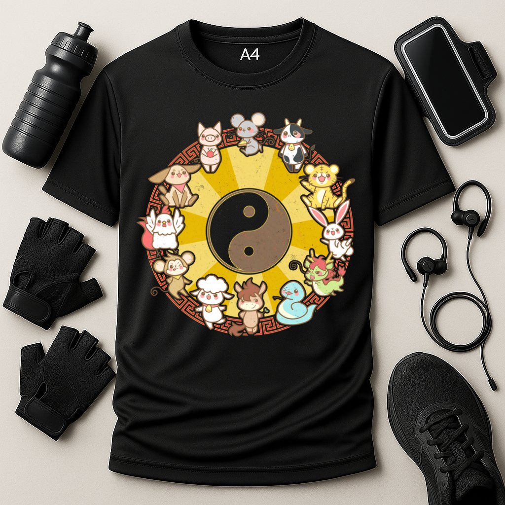 Cute Chinese Zodiac Animals Cooling Performance Crew T-Shirt