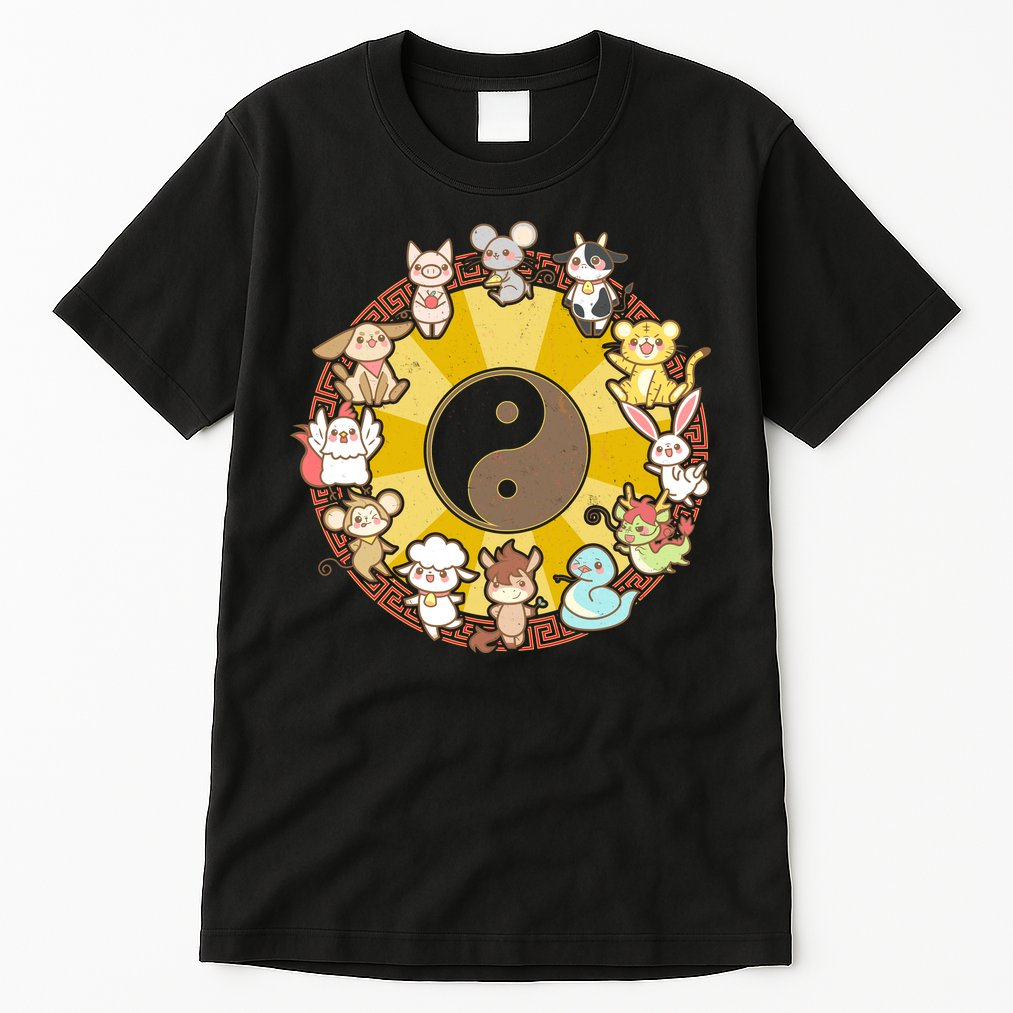 Cute Chinese Zodiac Animals Tall T-Shirt