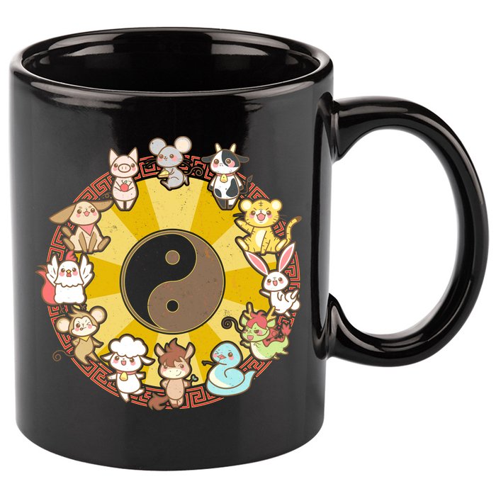 Cute Chinese Zodiac Animals 11oz C Handle Ceramic Mug