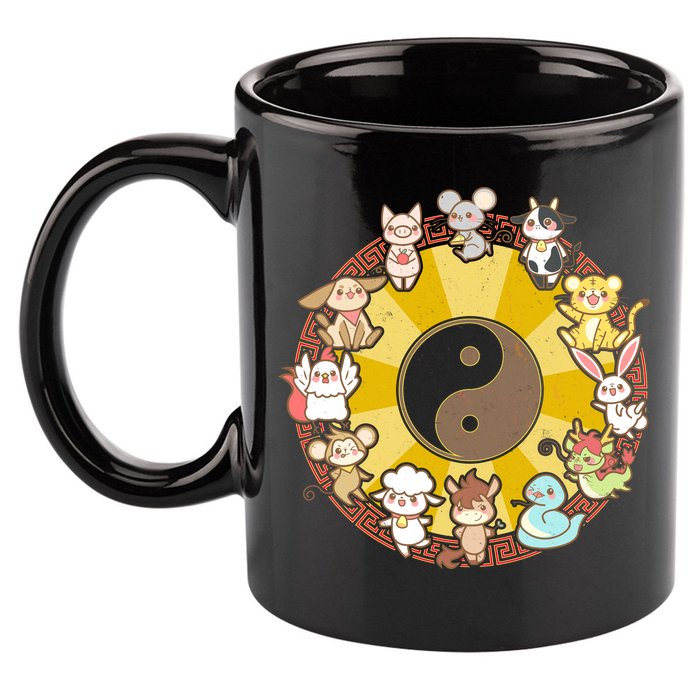 Cute Chinese Zodiac Animals 11oz C Handle Ceramic Mug