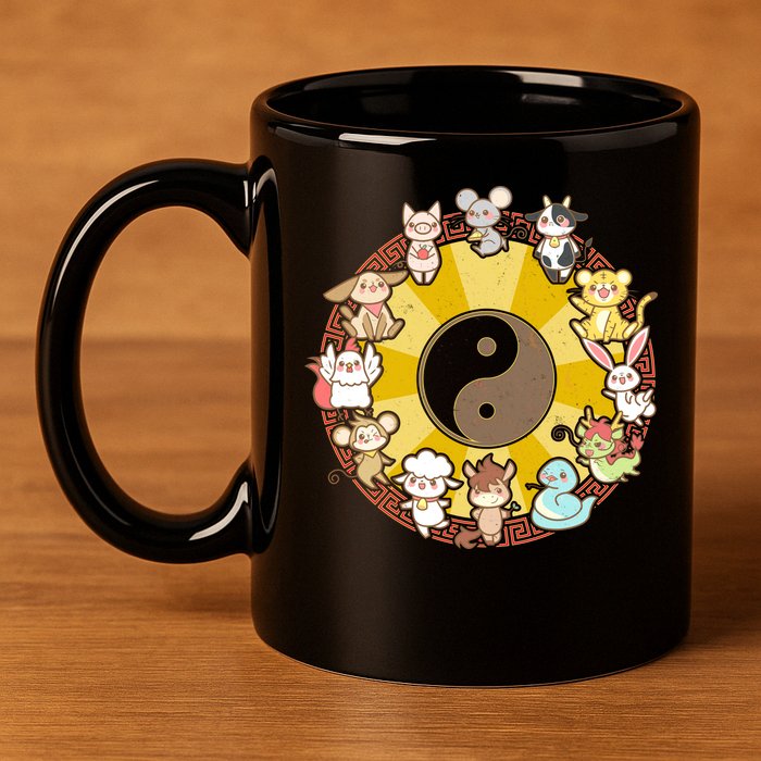 Cute Chinese Zodiac Animals 11oz C Handle Ceramic Mug