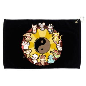 Cute Chinese Zodiac Animals Grommeted Golf Towel