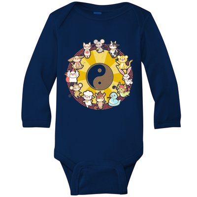 Cute Chinese Zodiac Animals Baby Long Sleeve Bodysuit