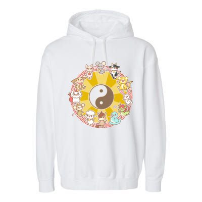 Cute Chinese Zodiac Animals Garment-Dyed Fleece Hoodie