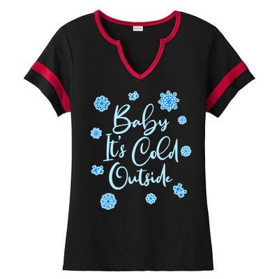 Cute Christmas Baby It's Cold Outside  Ladies Halftime Notch Neck Tee