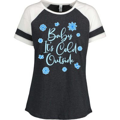 Cute Christmas Baby It's Cold Outside  Enza Ladies Jersey Colorblock Tee