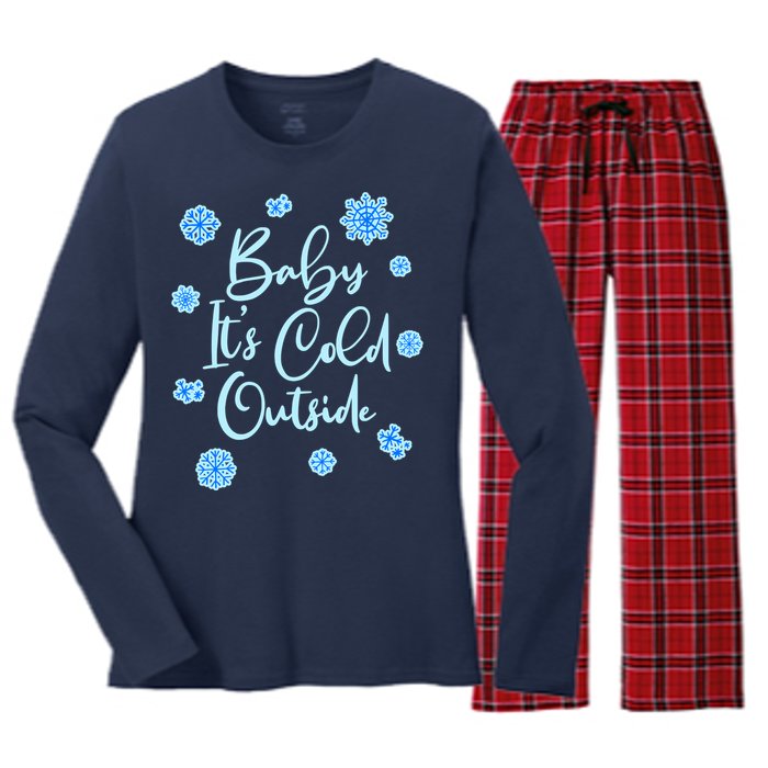 Cute Christmas Baby It's Cold Outside  Women's Long Sleeve Flannel Pajama Set 