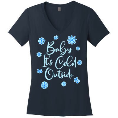 Cute Christmas Baby It's Cold Outside  Women's V-Neck T-Shirt