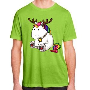 Cute Christmas Comic Reindeer Unicorn Adult ChromaSoft Performance T-Shirt