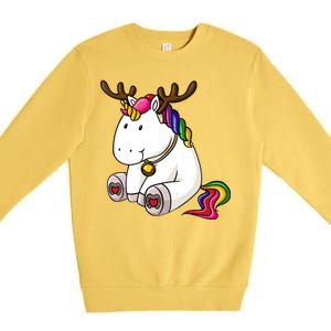 Cute Christmas Comic Reindeer Unicorn Premium Crewneck Sweatshirt