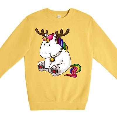 Cute Christmas Comic Reindeer Unicorn Premium Crewneck Sweatshirt