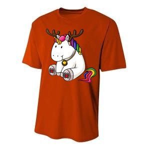 Cute Christmas Comic Reindeer Unicorn Performance Sprint T-Shirt