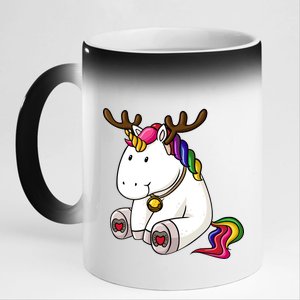 Cute Christmas Comic Reindeer Unicorn 11oz Black Color Changing Mug