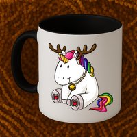 Cute Christmas Comic Reindeer Unicorn Mug