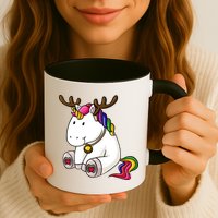 Cute Christmas Comic Reindeer Unicorn Mug