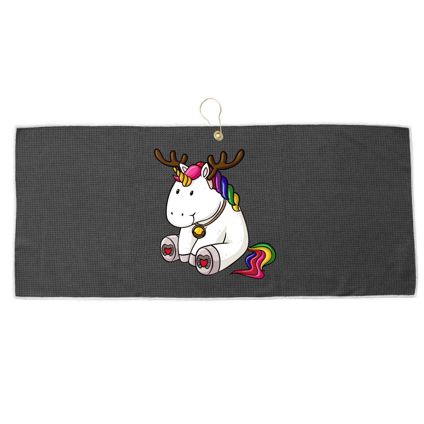 Cute Christmas Comic Reindeer Unicorn Large Microfiber Waffle Golf Towel