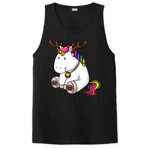 Cute Christmas Comic Reindeer Unicorn PosiCharge Competitor Tank