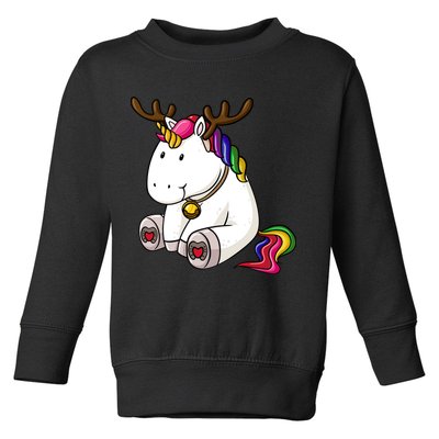 Cute Christmas Comic Reindeer Unicorn Toddler Sweatshirt