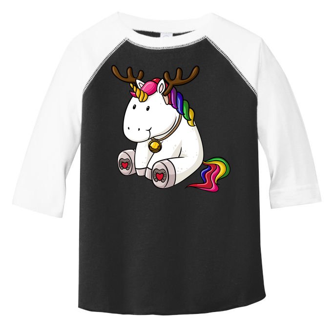 Cute Christmas Comic Reindeer Unicorn Toddler Fine Jersey T-Shirt