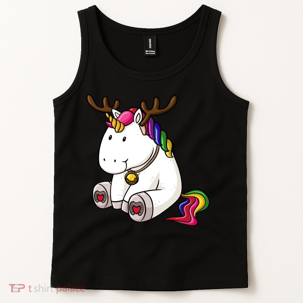 Cute Christmas Comic Reindeer Unicorn Tank Top