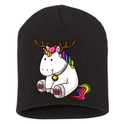 Cute Christmas Comic Reindeer Unicorn Short Acrylic Beanie