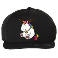 Cute Christmas Comic Reindeer Unicorn Wool Snapback Cap
