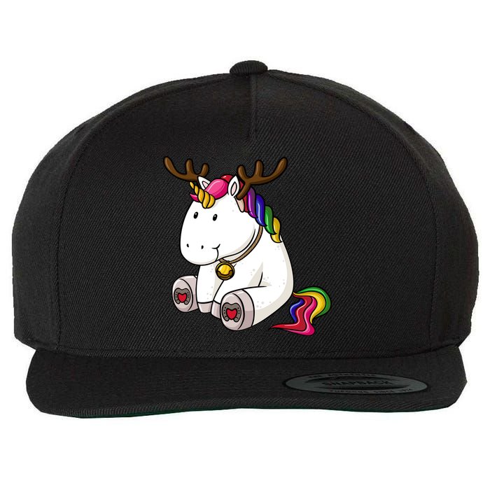 Cute Christmas Comic Reindeer Unicorn Wool Snapback Cap