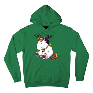 Cute Christmas Comic Reindeer Unicorn Hoodie