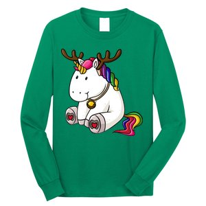 Cute Christmas Comic Reindeer Unicorn Long Sleeve Shirt