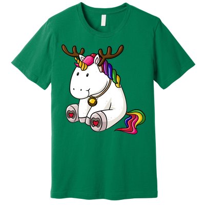 Cute Christmas Comic Reindeer Unicorn Premium T-Shirt