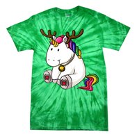 Cute Christmas Comic Reindeer Unicorn Tie-Dye T-Shirt