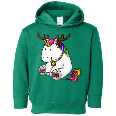 Cute Christmas Comic Reindeer Unicorn Toddler Hoodie