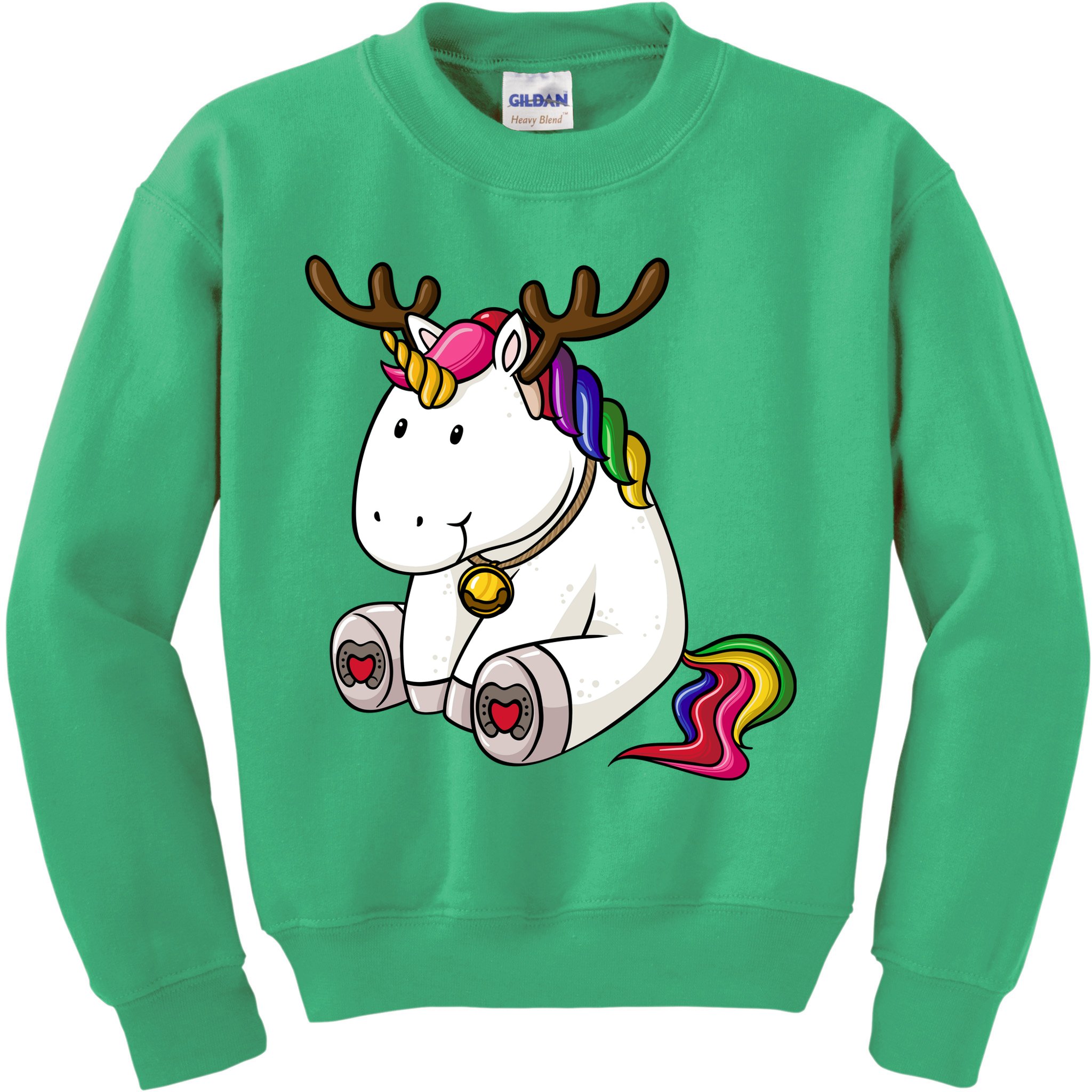 Cute Christmas Comic Reindeer Unicorn Kids Sweatshirt