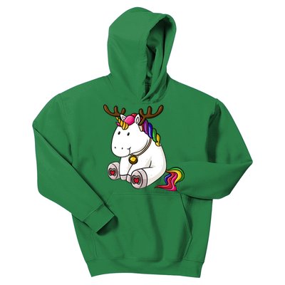 Cute Christmas Comic Reindeer Unicorn Kids Hoodie