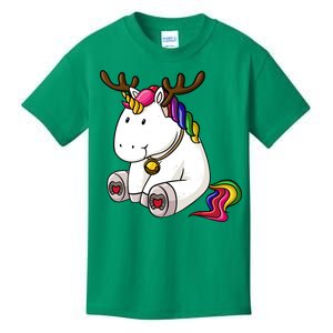 Cute Christmas Comic Reindeer Unicorn Kids T-Shirt