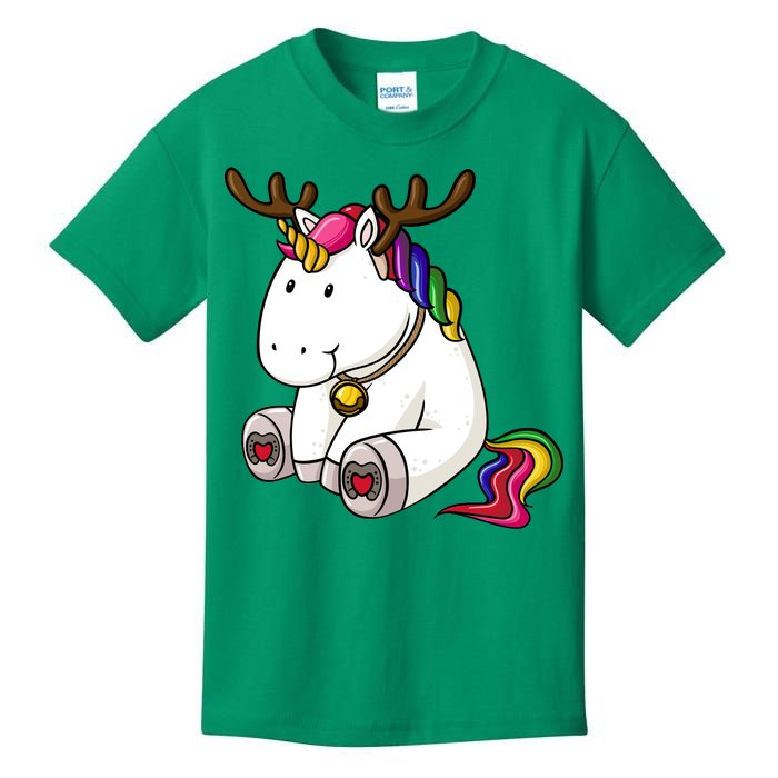 Cute Christmas Comic Reindeer Unicorn Kids T-Shirt