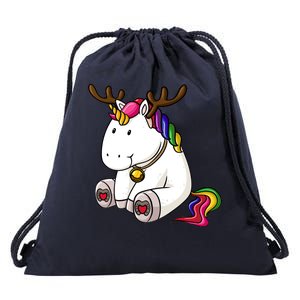 Cute Christmas Comic Reindeer Unicorn Drawstring Bag