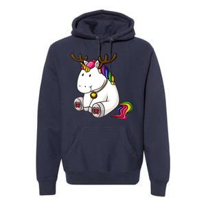 Cute Christmas Comic Reindeer Unicorn Premium Hoodie