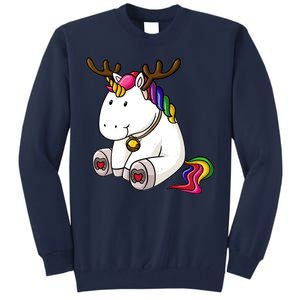 Cute Christmas Comic Reindeer Unicorn Tall Sweatshirt