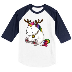 Cute Christmas Comic Reindeer Unicorn Baseball Sleeve Shirt