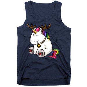 Cute Christmas Comic Reindeer Unicorn Tank Top