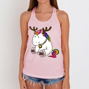 Cute Christmas Comic Reindeer Unicorn Women's Knotted Racerback Tank