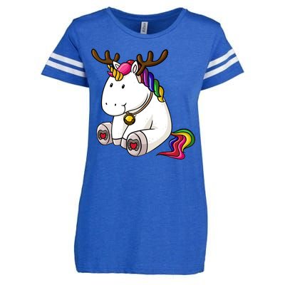 Cute Christmas Comic Reindeer Unicorn Enza Ladies Jersey Football T-Shirt