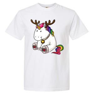 Cute Christmas Comic Reindeer Unicorn Garment-Dyed Heavyweight T-Shirt